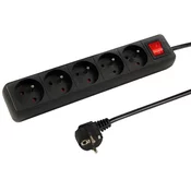 Blow 98-749# Podaljševalni kabel pr-570wsp 5 vtičnic zemlja + stikalo 5 m črn (3x1,5 mm)