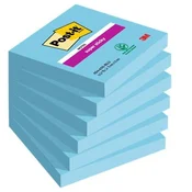 Samolepilni blok, 76x76 mm, 6x90 listov, 3M POSTIT Super Sticky, moder, 540 listov
