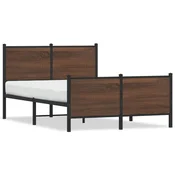 shumee vidaXL Kovinski posteljni okvir brez vzmetnice rjav hrast 120x200 cm