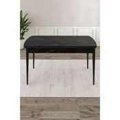 Hanah Home trpezarijski sto na razvlacenje Enya, 132 × 80 cm (razvucen 170 cm), ploca u dekoru crnog mermera, crne noge