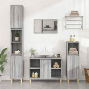 Greatstore Kopalniško pohištvo 3 kosi siva sonoma inženirski les