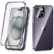Overboard Ovitek za iPhone 15, dvojno magnetno steklo, vijoličen