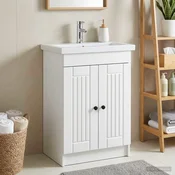 vidaXL vidaXL Omarica pod umivalnikom Bela 56 x 37,5 x 81 cm Inženirski les, (5000245667)