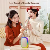Haomuren Bluetooth karaoke zvucnik sa 2 mikrofona, HiFi, Beli