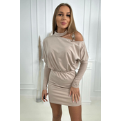 Dress with shoulder decoration beige