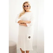 Kesi Włoski Plus Size womens oversized mohair sweater dress with pocket ecru