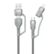 USB kabel Dudao L20xs 4u1 USB-C / Lightning / USB-A 2.4A, 1m (siv)