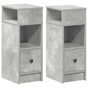 Vidaxl Nočne omarice s predalom 2 kosa betonsko siva 25x31x66 cm