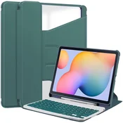INF Združljivo ohišje tipkovnice Bluetooth s 360° vrtljivim stojalom za Samsung Tab S9 Plus 12,4-palčni - zeleno PU usnje, (5000080016)