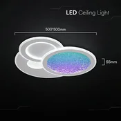 V-TAC Dekorativna LED stropna svetilka, 2x40W, funkcija 3 v 1, zatemnljiva, bela