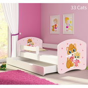 Drveni djecji krevet 140×70 s bocnom stranicom i dodatnom ladicom na izvlacenje - bijeli - 33