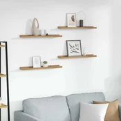 Polica na zidu 4 pcs Smeda 60 x 9 x 3 cm Konstruirano drvo