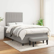 Greatstore Box spring postelja z vzmetnico svetlo siva 120x200 cm blago