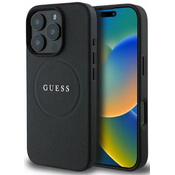 Guess GUHMP16XPGHSMMK iPhone 16 Pro Max black MagSafe PU Grained Gold Ring (GUHMP16XPGHSMMK)