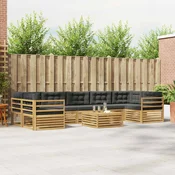 Set vanjskih sofa 8 kom. Bijela i antracit Cvrsto drvo akacije