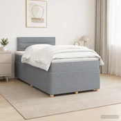 Postelja boxspring z vzmetnico Svetlo siva 120 x 190 cm Blago