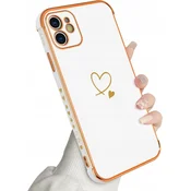 Silikonski ovitek za iPhone 12 z galvaniziranim sijočim vzorcem in zlatim srcem