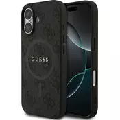 Guess PU Leather 4G obarvan obroč MagSafe zadnji pokrov za iPhone 17 črn