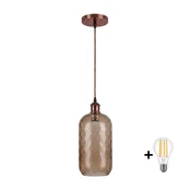 Brilagi - LED lestenec na kablu R GLASS 1xE27/60W/230V O 14 cm bakrena/dimno rjava