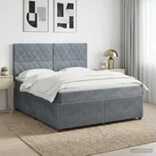 vidaXL Postelja boxspring z vzmetnico Temno siva 140 x 200 cm Žamet