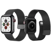 shumee PASEK ZA APPLE WATCH 3/4/5/6/7/8/9/SE ZAPESTNICA IZ JEKLA 42/44 MM ČRNA