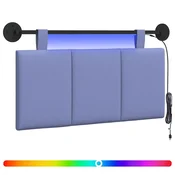 Vidaxl Viseče vzglavje postelje Z LED svetlobo Jeans modra Blago