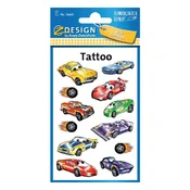Avery Zweckform Z-Design otroški tatuji 56685, dermatološko testirani, dekoracija in igra, 9 tetovaž/zavitek, motiv: športni avtomobili, material: folija, angleški izraz: Sticker/Tattoo