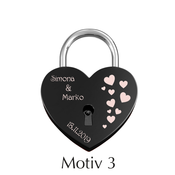 Ljubezenska ključavnica z gravuro srce - črna (različni motivi)
