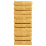 vidaXL Premium brisače za umivanje SOLUND 10 kosov zlate barve 30x30 cm 600 g/m2