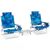 COSTWAY Komplet 2 plažnih stolov z mizico, (5000356025)