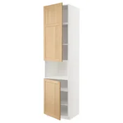 METOD Visoka omara za mv pečico+2vr/plc, bela/Forsbacka hrast, 60x60x240 cm