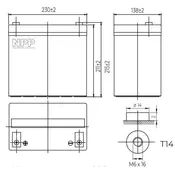 NPP NPG12V-55Ah, GEL BATTERY, C20=55AH, T14, 230*138*208*212, 15KG, Light grey