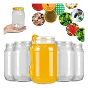 shumee 48x Kozarec 900 ml SATJE z navojnim pokrovčkom fi82 za kozarce MED 0,9 L