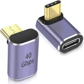 PremiumCord Adapter USB-C na USB-C, USB 4.0, ukrivljen za 90°