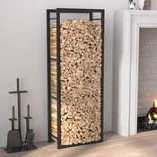 Stalak za drva za ogrjev mat crni 50x28x132 cm celicni