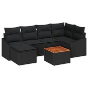 Sjedeća garnitura za vrt 7 kom. Crna poliratan 233,5 x 123,5 x 69 cm