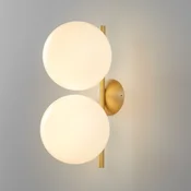 FLOS IC C/W1 Double stenska svetilka medenina O 20 cm - Dnevna soba/jedilnica - Dizajn - medenina, bela - Steklo