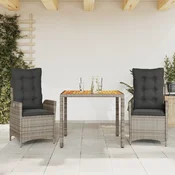 3-dijelni vrtni blagovaonski set sivi od poliratana Siva 90 cm table length