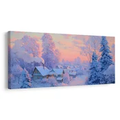 Božična slika čarobna zimska vasica - 100x50