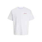 JACK & JONES Majica JJLEMON limeta zelena / travnato zelena / karmin crvena / bijela