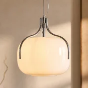 Lucande viseča svetilka Christo, premer 42 cm, krom/bela, steklo - Dnevna soba/jedilnica - Dizajn - bela, krom