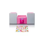 LENCO Lenco, Mikrofonija stereo CD radijski FM AUX-IN z LCD zaslonom in nalepkami, Roza, (5000279336)