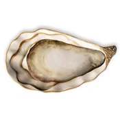 Casa Padrino Luxury Ceramic Serving Tray in Oyster Shape Brown/White 47 cm - Made in Italy