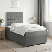 vidaXL Postelja boxspring z vzmetnico Temno siva 120 x 200 cm Blago