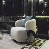 Casa Padrino Luxury Swivel Armchair Light Gray/Dark Brown/Silver - Living Room & Hotel Furniture