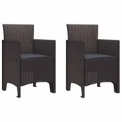 Vidaxl Vrtni Stol z blazino 2 szt. Rjava 53 x 49 x 85 cm Polipropilen
