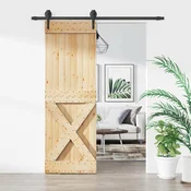 vidaXL Drsna vrata Naravna in črna 70 x 210 cm Masiven borov les