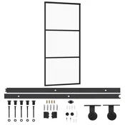 Vidaxl Drsna vrata z opremo ESG steklo in aluminij 90x205 cm
