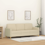 Vidaxl vidaXL kavč s tremi sedeži, kremne barve, 180 cm, oblazinjen s tkanino