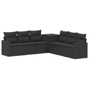 Set sofe 7 pcs Crna Poli Rattan i celik